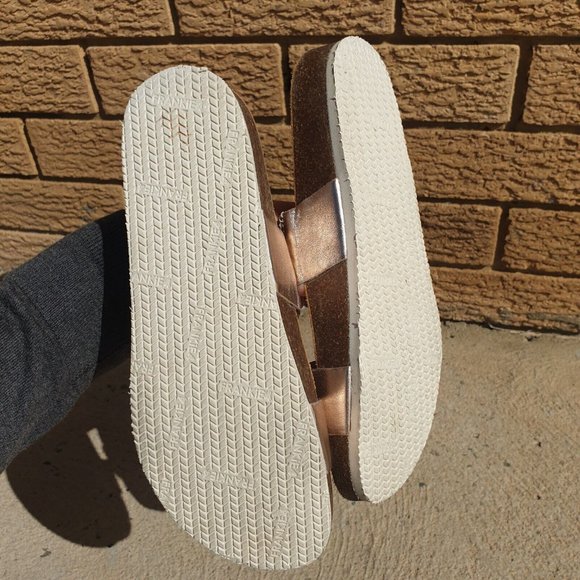 Frankie4 8 Maria Minimalist Comfy Slides Leather shiny Flats Shoes In Rose gold - Picture 8 of 13